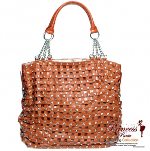 Designer inspired leatherette hobo handbag with rhinestone accent
